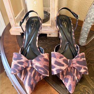 NWOT Jessica Simpson Leopard Print Slingback Heels